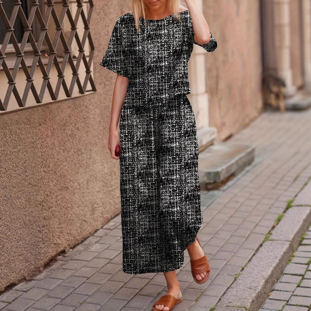 Frauen Stilvolles Lässiges Zweiteiliges Outfit WW