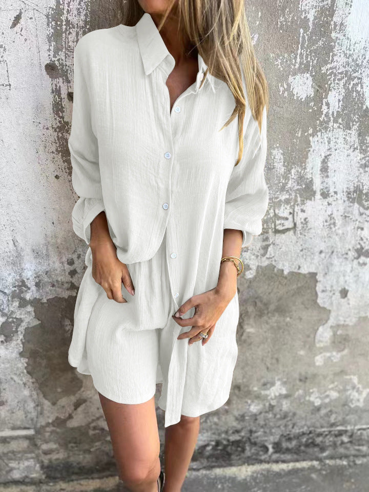 Damen lange Bluse mit durchgehender Knopfleiste und lässigem Schnitt WW