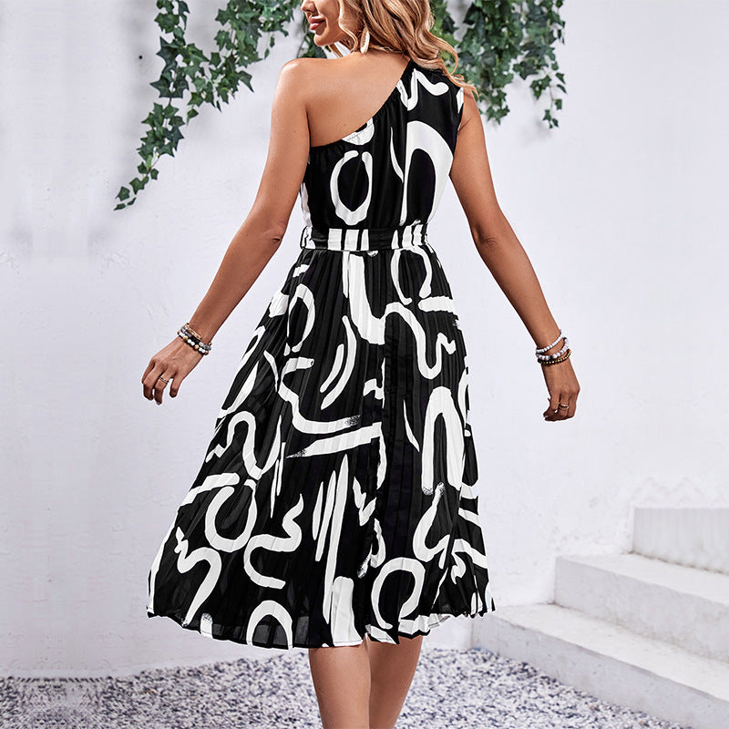 Damen Midi-Kleid mit schickem Bindegürtel und modischem Muster WW
