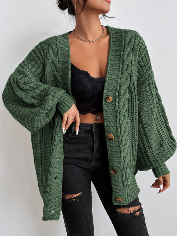 Damen Strickjacke mit oversized Passform und Zopfmuster WW