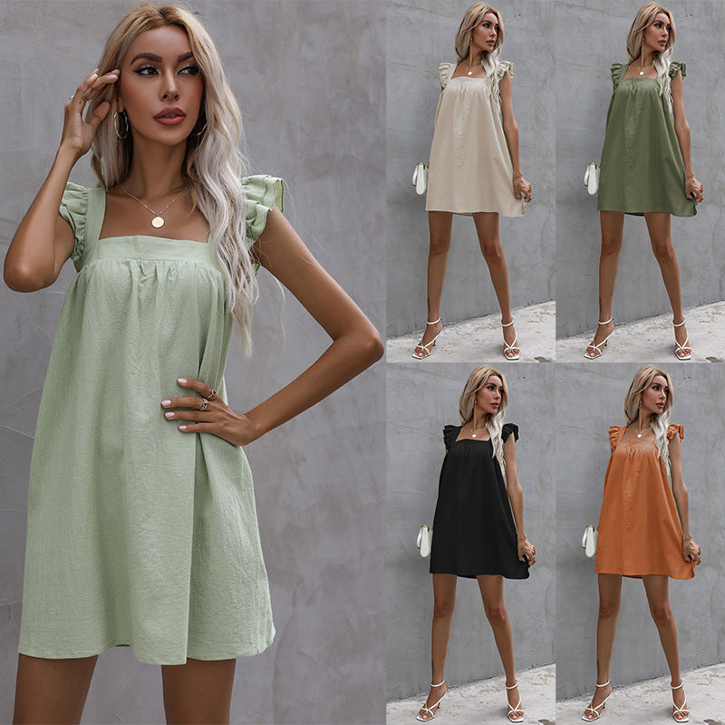 Damen Freizeitkleid mit Rüschendetails und elegantem A-Linien-Schnitt WW