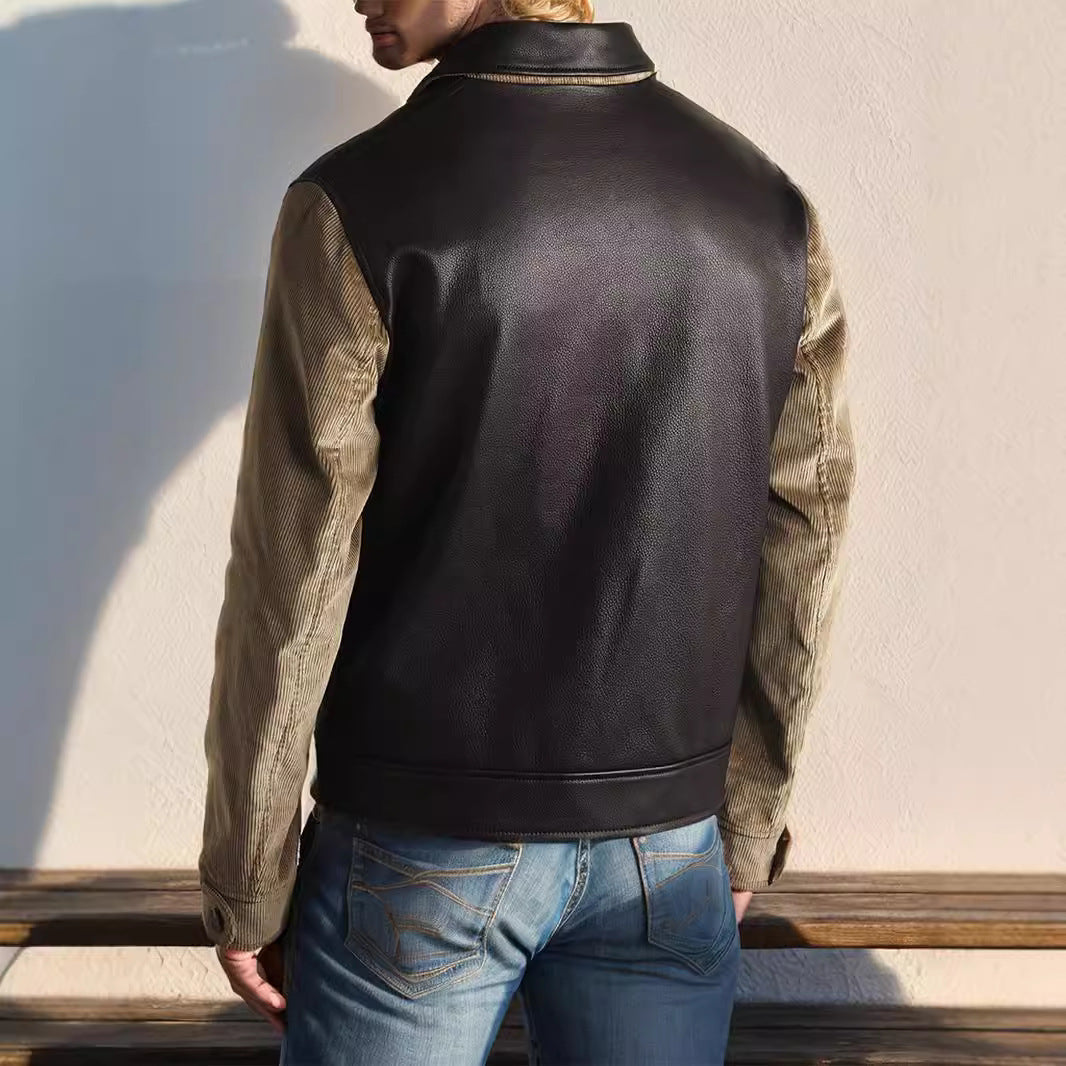 Herren modische Jacke im Materialmix mit praktischen Taschen und Stehkragen WW