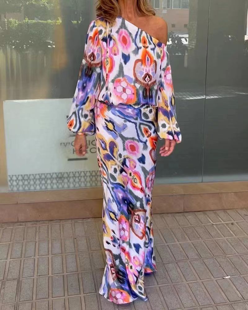 Damen Maxi-Kleid mit asymmetrischem Schnitt und eleganten Ärmel WW