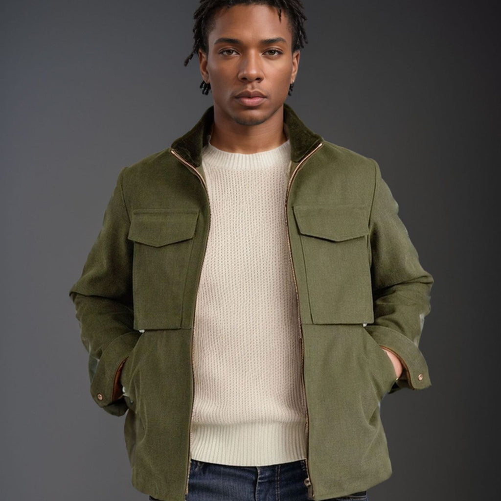 Herren praktische Utility-Jacke mit großen aufgesetzten Taschen WW