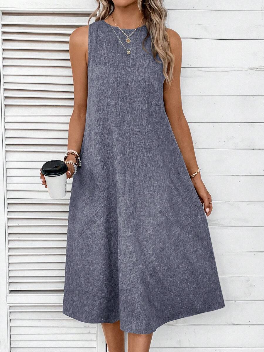 Damen lässiges Sommerkleid mit Taschen und bequemem Schnitt WW