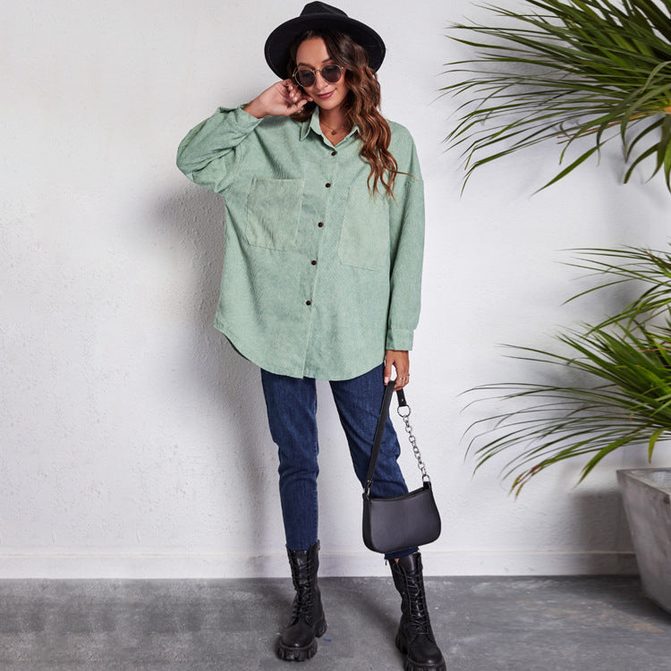 Damen Oversized Hemdblusenshirt aus Cord WW