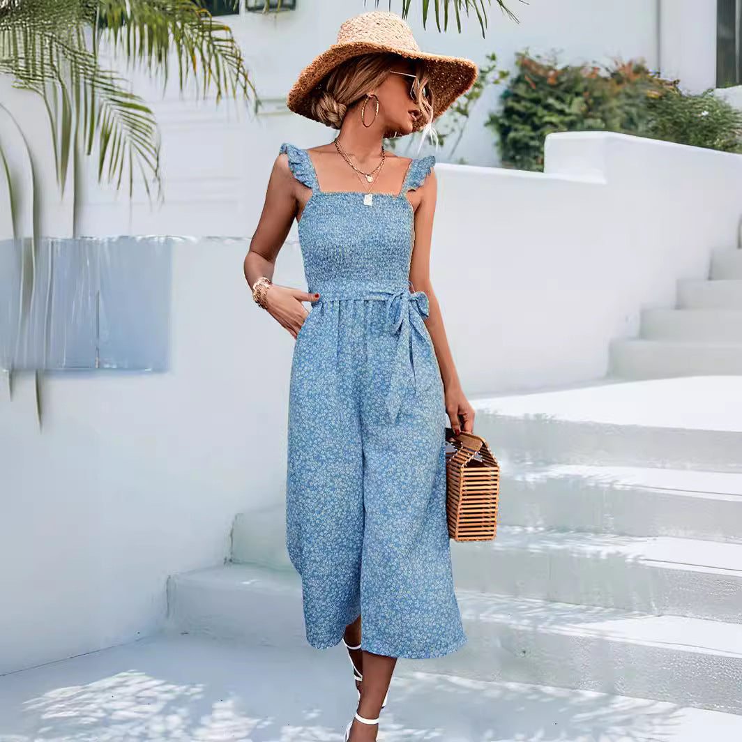 Damen Maxikleid mit Rüschenärmeln und Taillengürtel WW