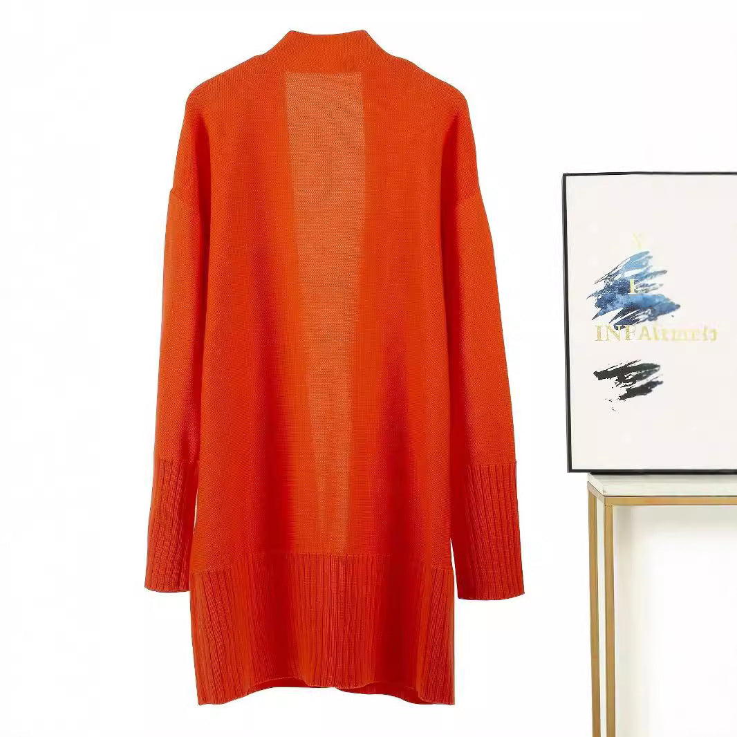 Damen lässiger Strickcardigan mit offenen Vorderteilen und praktischen Taschen WW