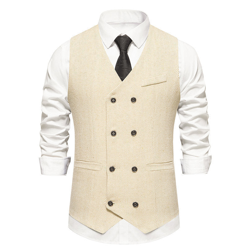 Herren elegante Doppelreiher-Weste im strukturierten Design WW