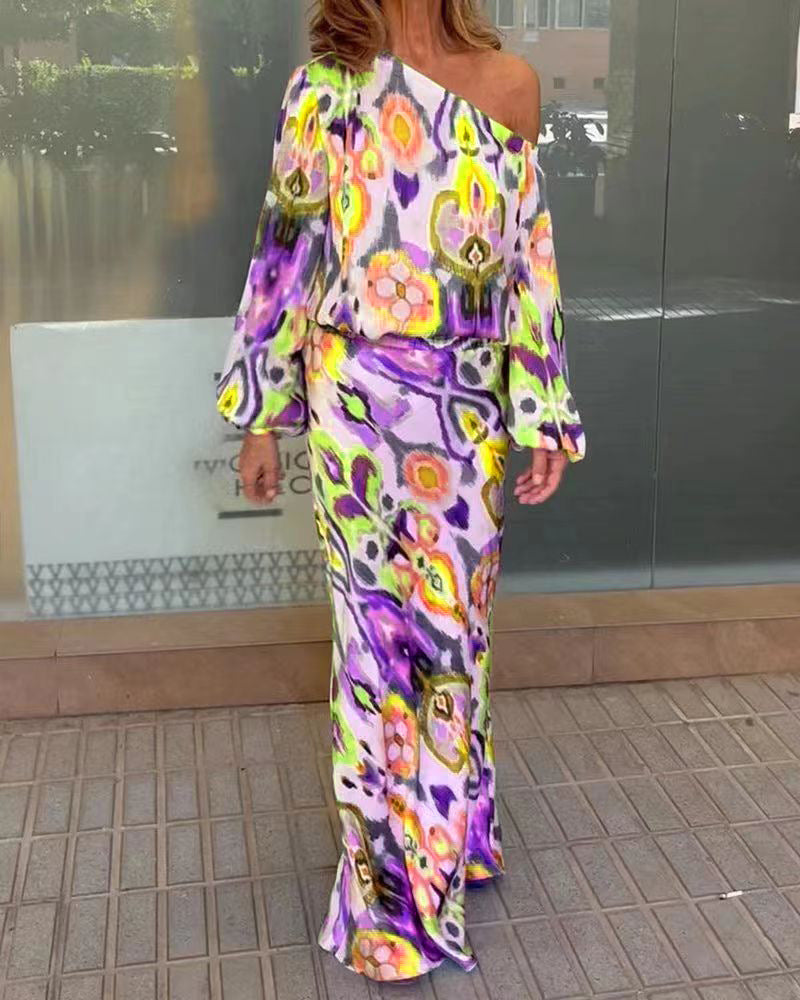 Damen Maxi-Kleid mit asymmetrischem Schnitt und eleganten Ärmel WW