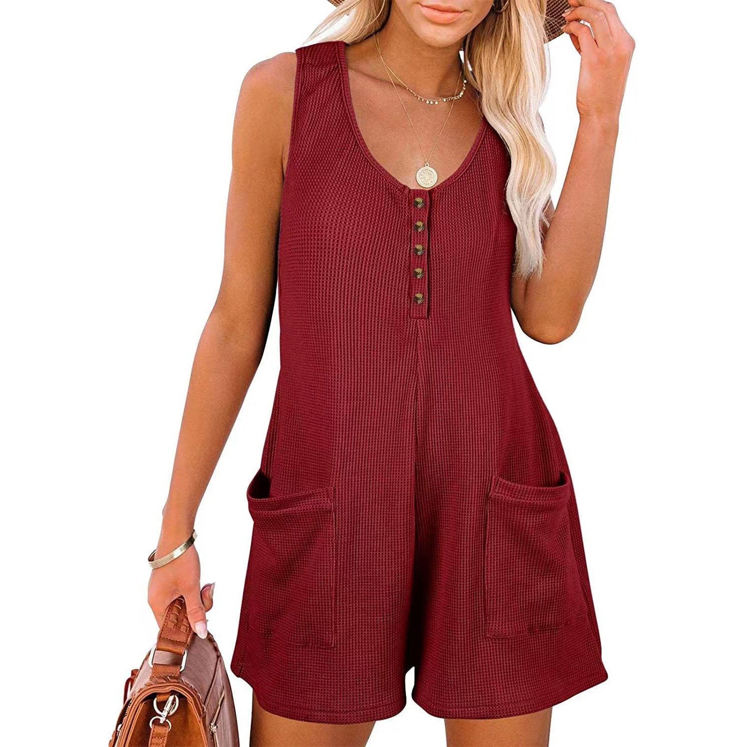 Damen Freizeit Waffelstrick Overall WW
