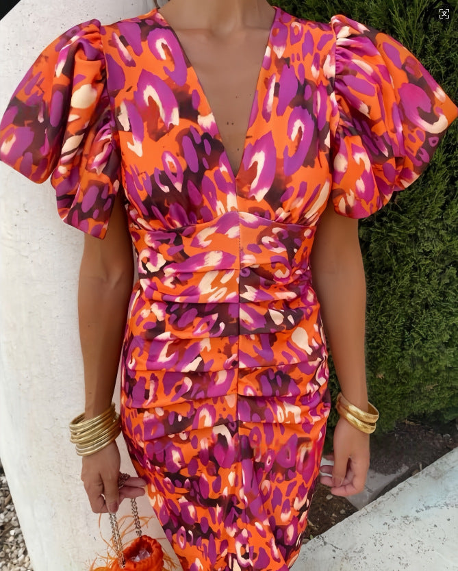 Damen Abendkleid mit voluminösen Puffärmeln WW