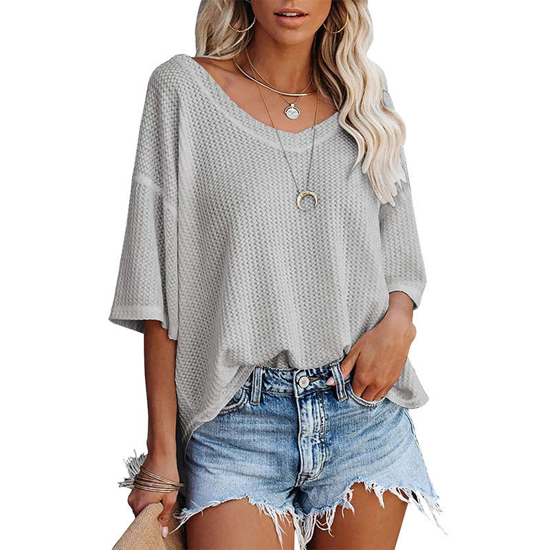 Damen lässiges Oversized-Oberteil mit strukturiertem Webmuster WW