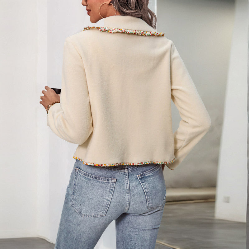 Damen elegante Jacke mit blumigen Akzenten und weichem Stoff WW