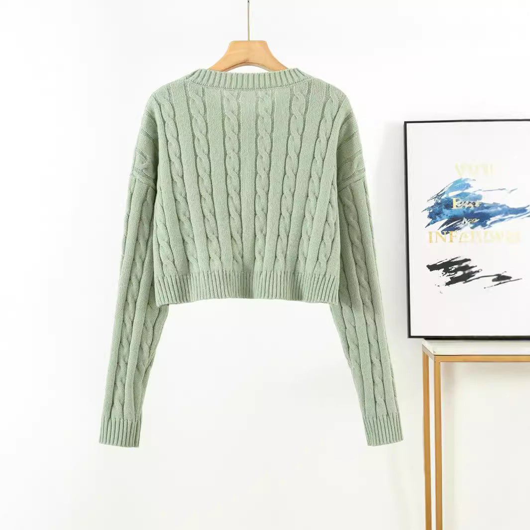 Damen Kurzgeschnittener Strickpullover WW