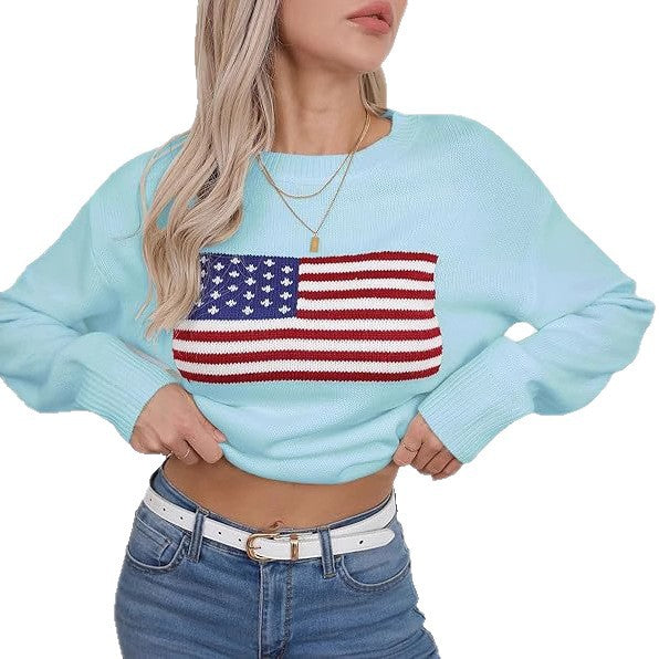 Damen Pullover mit Flaggenmotiv und strukturiertem Strick WW