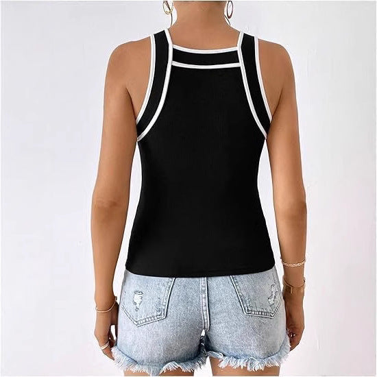 Damen sportliches Body mit kontrastierenden Trägern WW