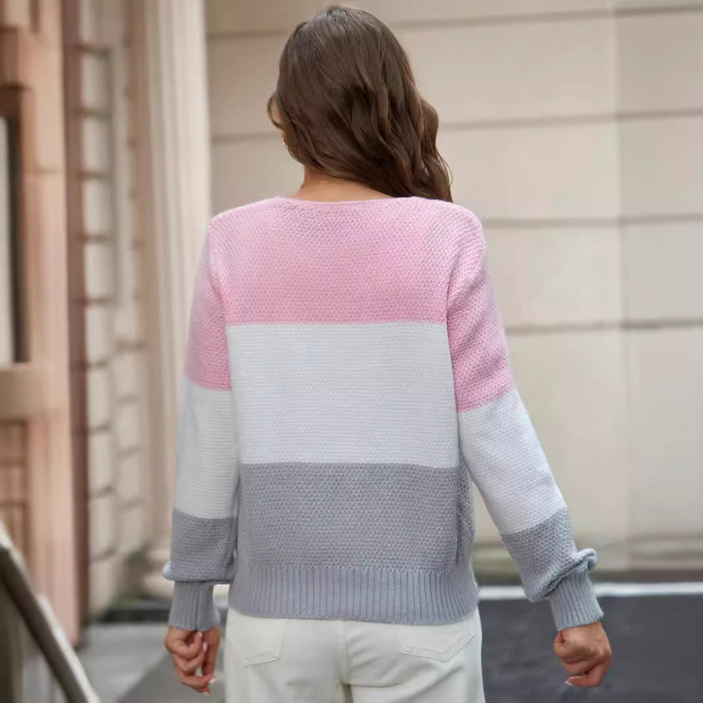 Damen Strickjacke mit modernem Farbblockdesign und luxuriösem Knopfverschluss WW