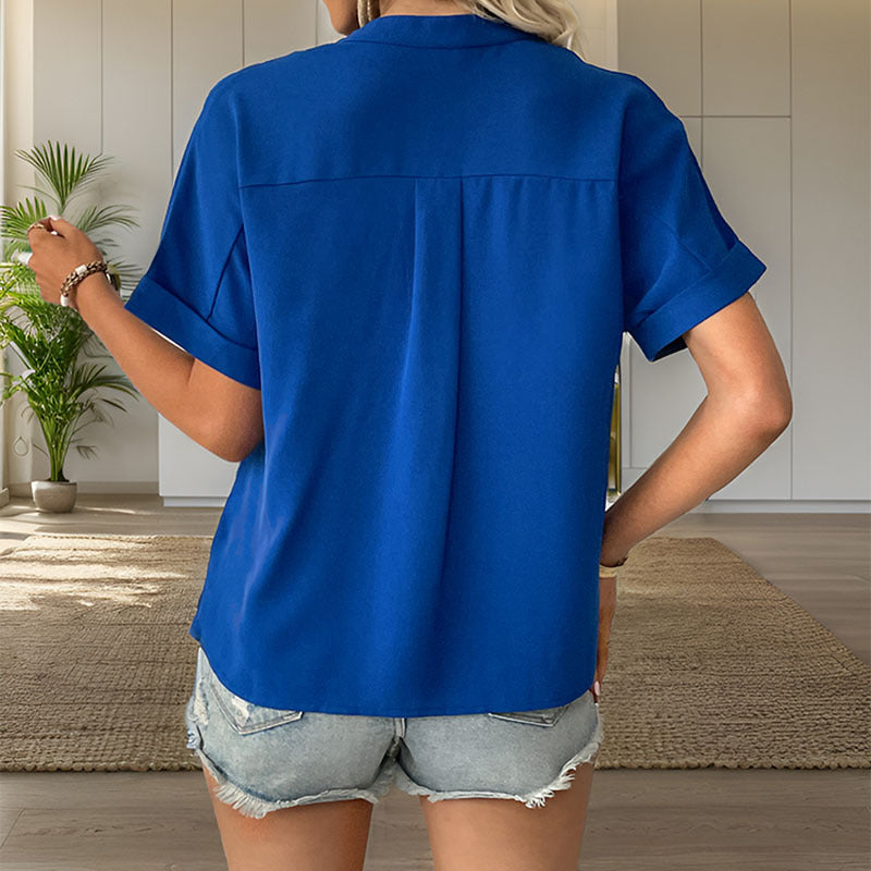 Damen Hemdblusenshirt mit praktischem Brusttaschen-Design und eleganten Knopfdetails WW