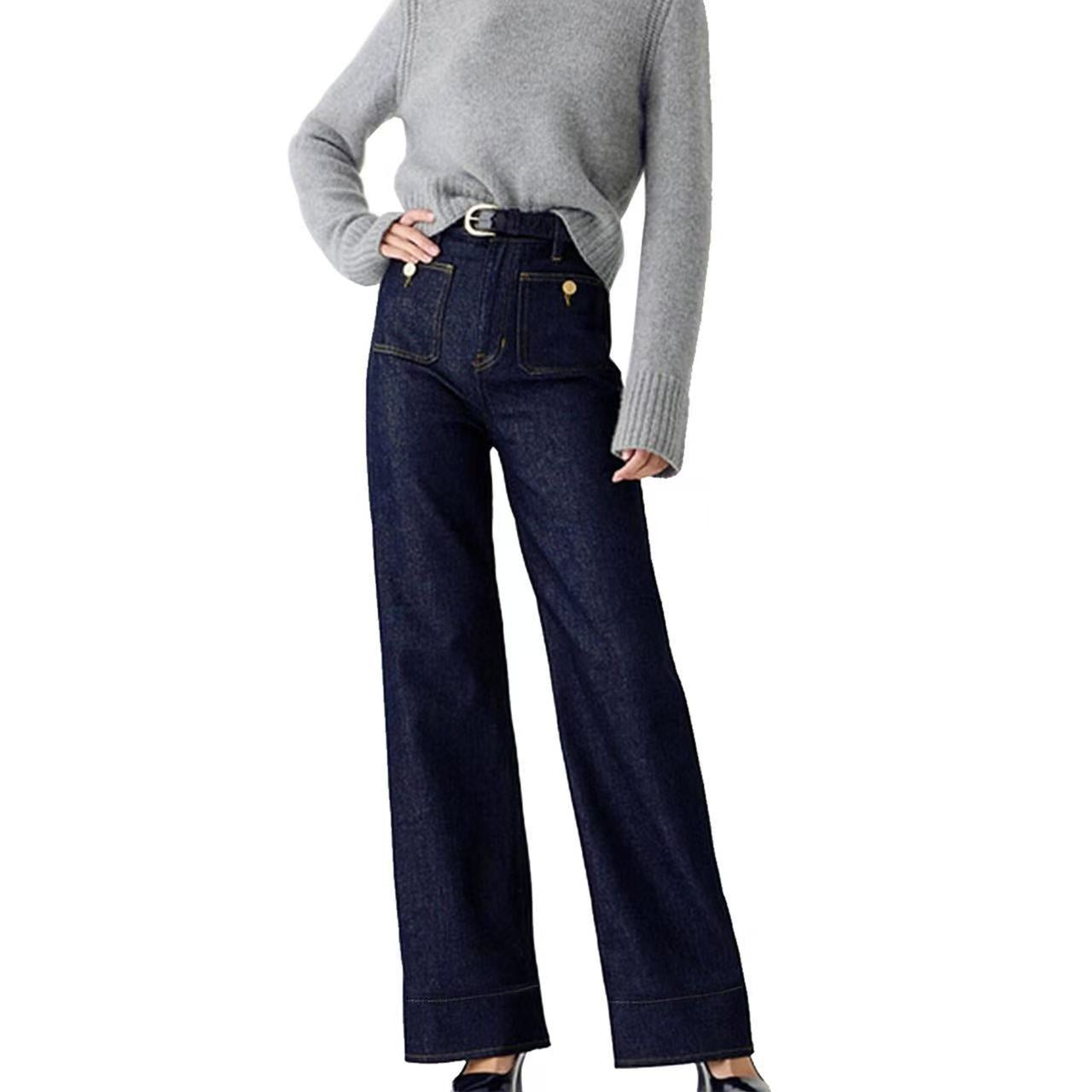 Damen Weite Jeans mit modischem Saum WW