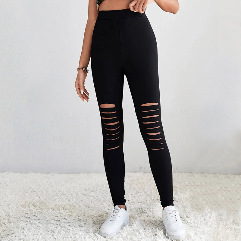 Damen Leggings mit modischen Cut-Outs und hohem Bund WW