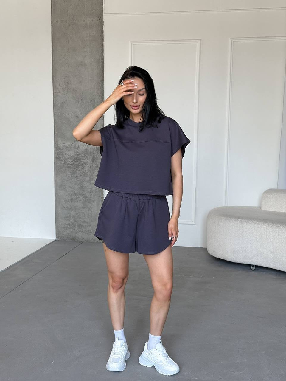 Damen Sportliches Kurzarm-Oberteil und Shorts-Set WW