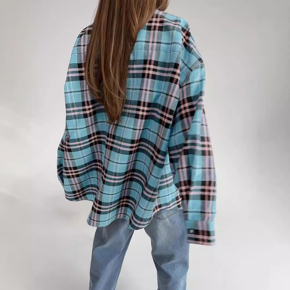 Damen lässige Karierte Hemdbluse WW