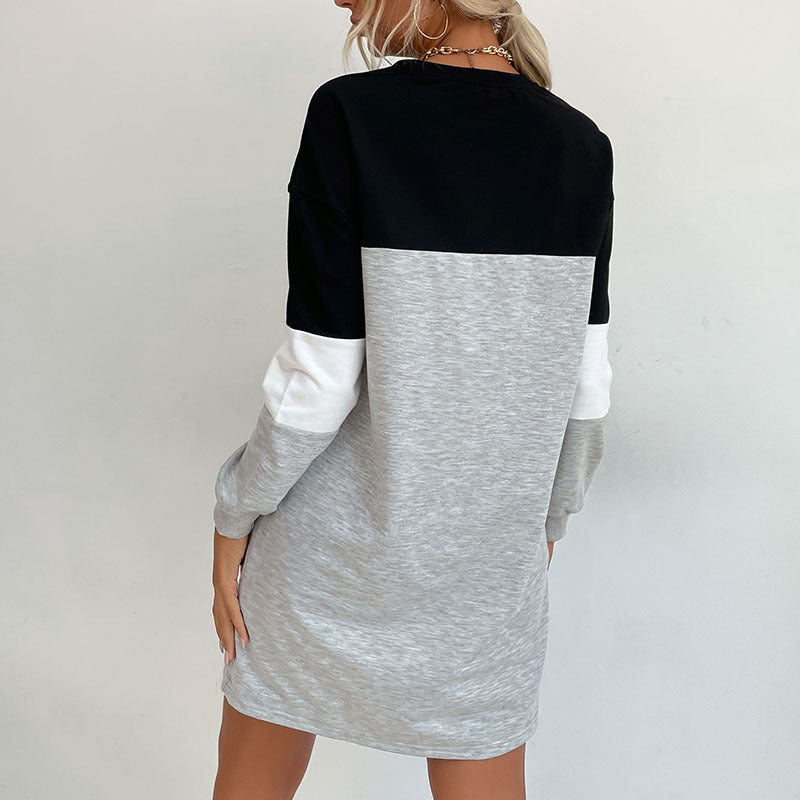 Damen Sportliches Kleid im lässigen Colorblock-Stil WW