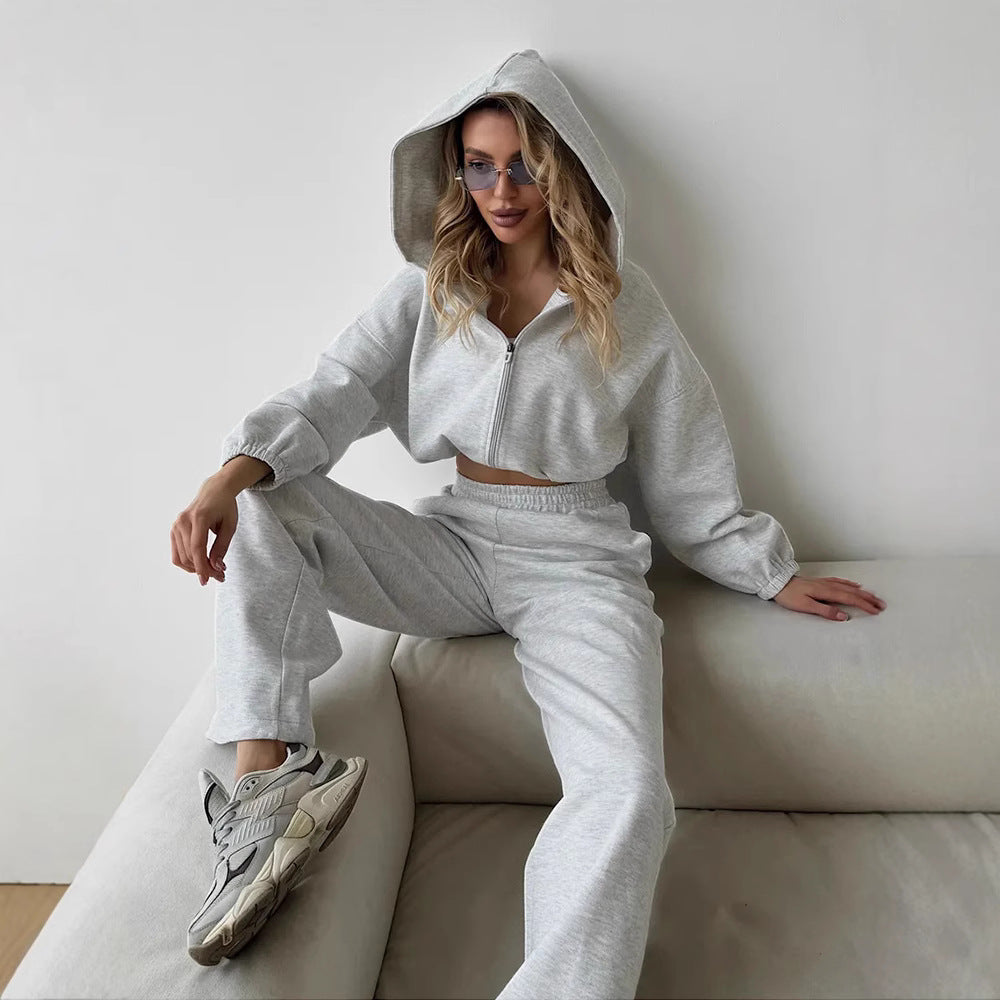 Damen lässiges Lounge-Set mit Hoodie und weiten Hosen WW