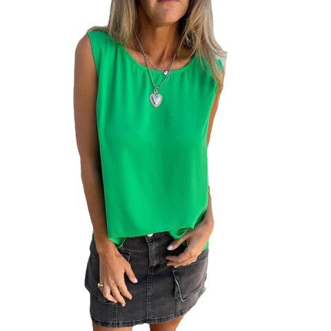 Damen elegantes ärmelloses Top aus leichtem Fließmaterial WW