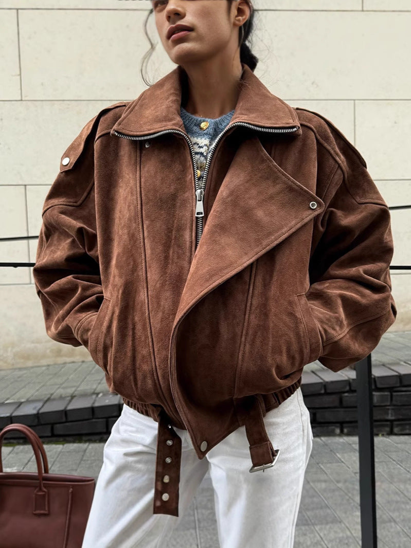 Damen modische Suede-Jacke im modernen Schnitt WW
