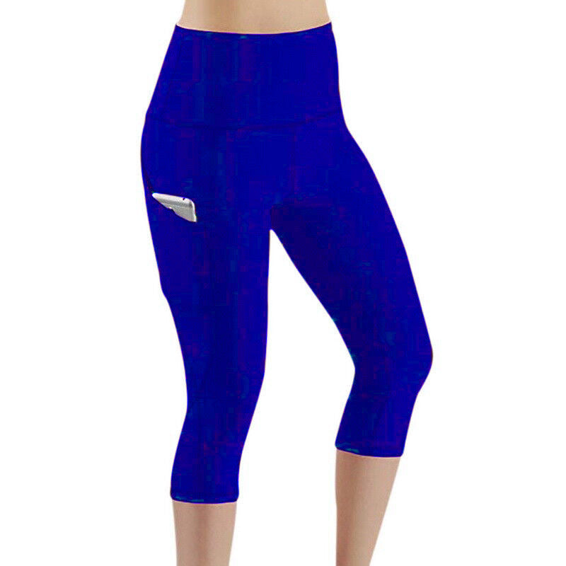 Damen Sportliche Capri-Leggings mit Seitentaschen und hohem Bund WW