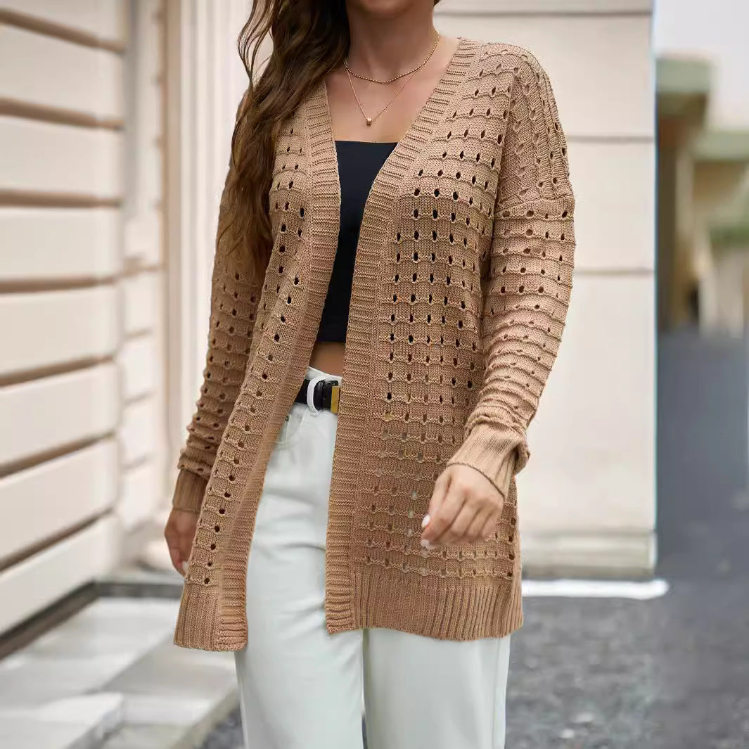 Damen Strickjacke mit luftiger Lochmuster-Optik WW