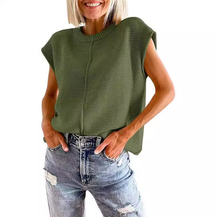 Damen lässiges Strickoberteil mit überschnittenen Schultern und strukturierter Textur WW