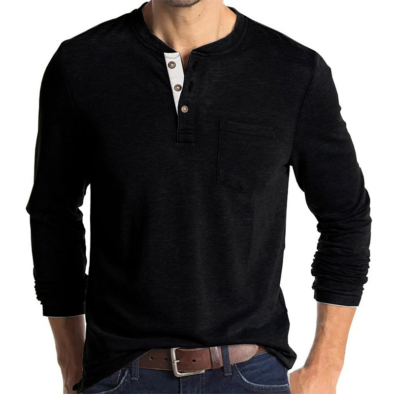 Herren Langarm-Hemd mit Knopfleiste und Brusttasche WW