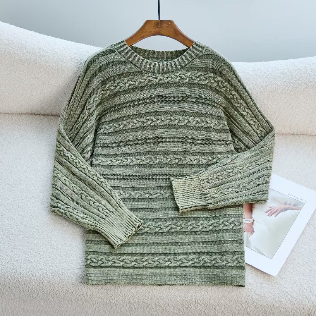 Damen Strickpullover mit detailiertem Zopfmuster und lässigem Schnitt WW