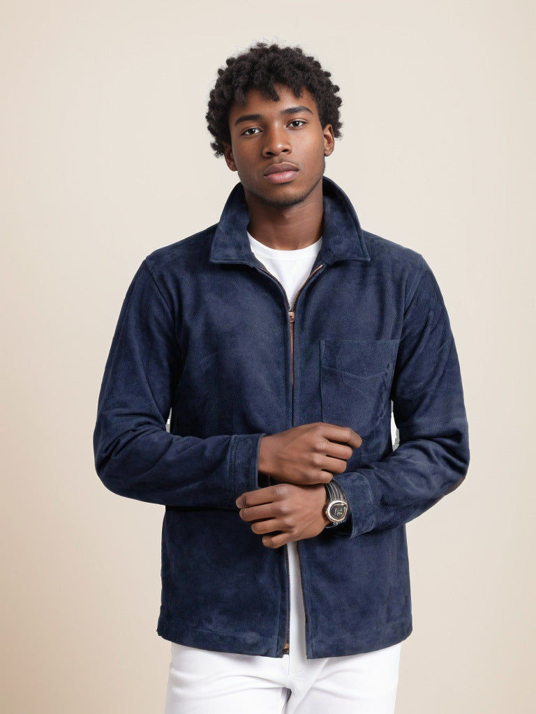 Herren Suede Jacke mit Stehkragen und praktischer Brusttasche WW