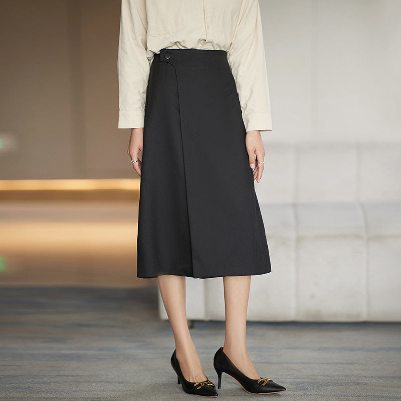 Damen A-Linien Midi-Rock mit seitlichem Knopfdetail WW