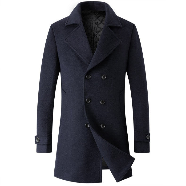 Herren eleganter Doppelreiher-Mantel mit schmalem Schnitt und gefüttertem Innenfutter WW