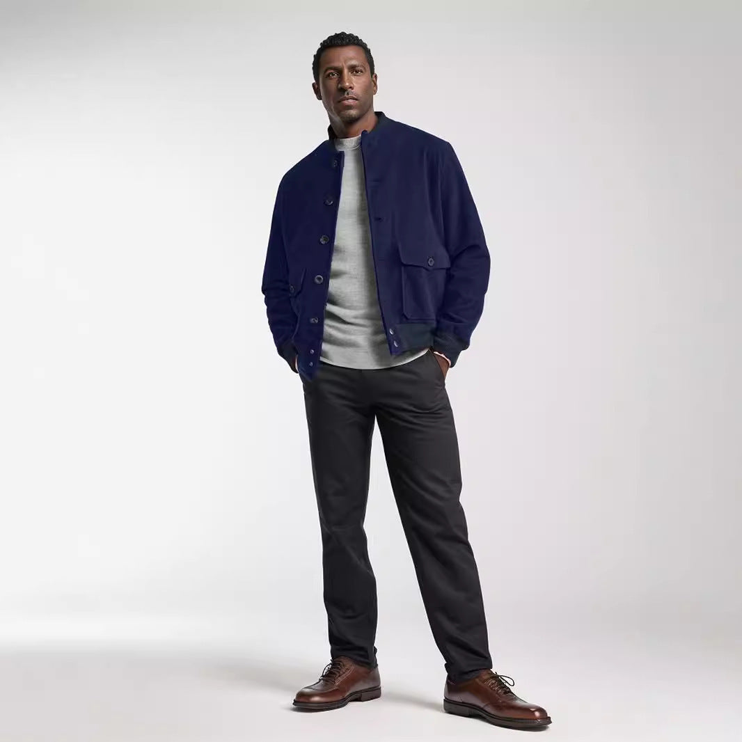 Herren lässige Collegejacke aus weichem Material mit praktischen Taschen WW