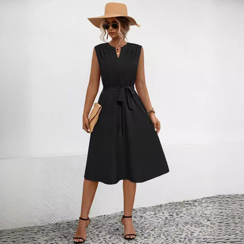 Damen Midi-Kleid mit schicker Raffung und taillierbarem Gürtel WW