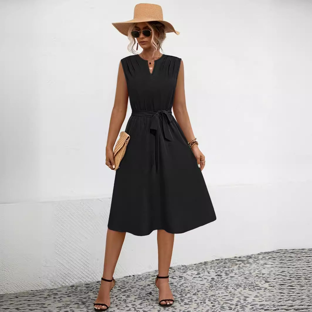 Damen Midi-Kleid mit schicker Raffung und taillierbarem Gürtel WW