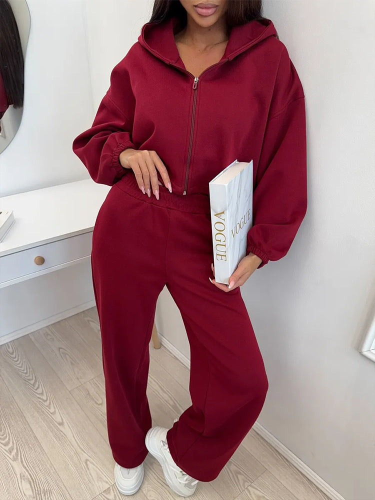 Damen lässiges Lounge-Set mit Hoodie und weiten Hosen WW