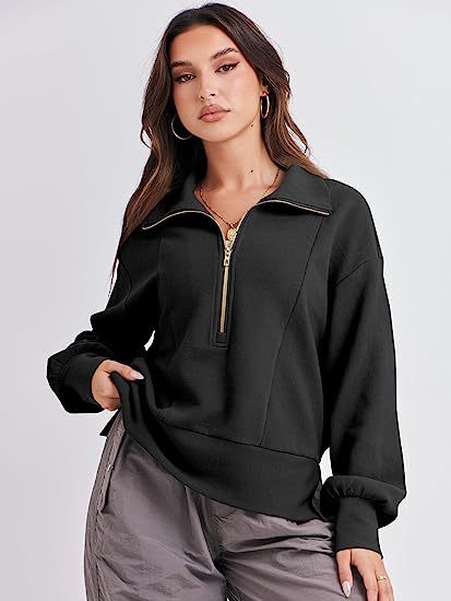 Damen Freizeit Viertel-Reißverschluss Pullover WW