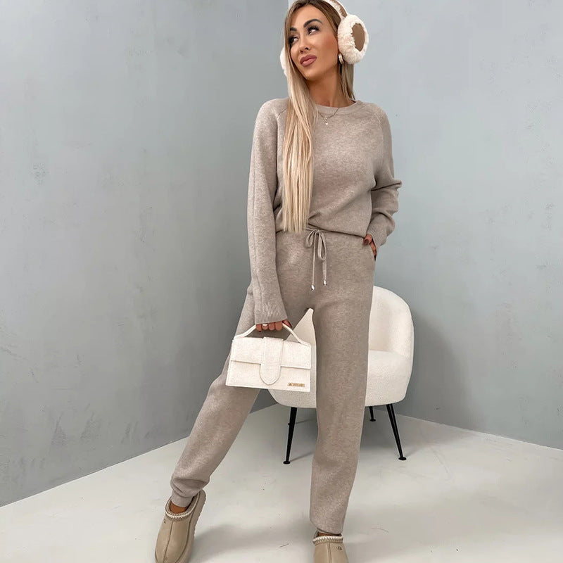 Damen luxuriöses Fleece-Loungewear-Set mit weichem Pullover und Jogginghose WW