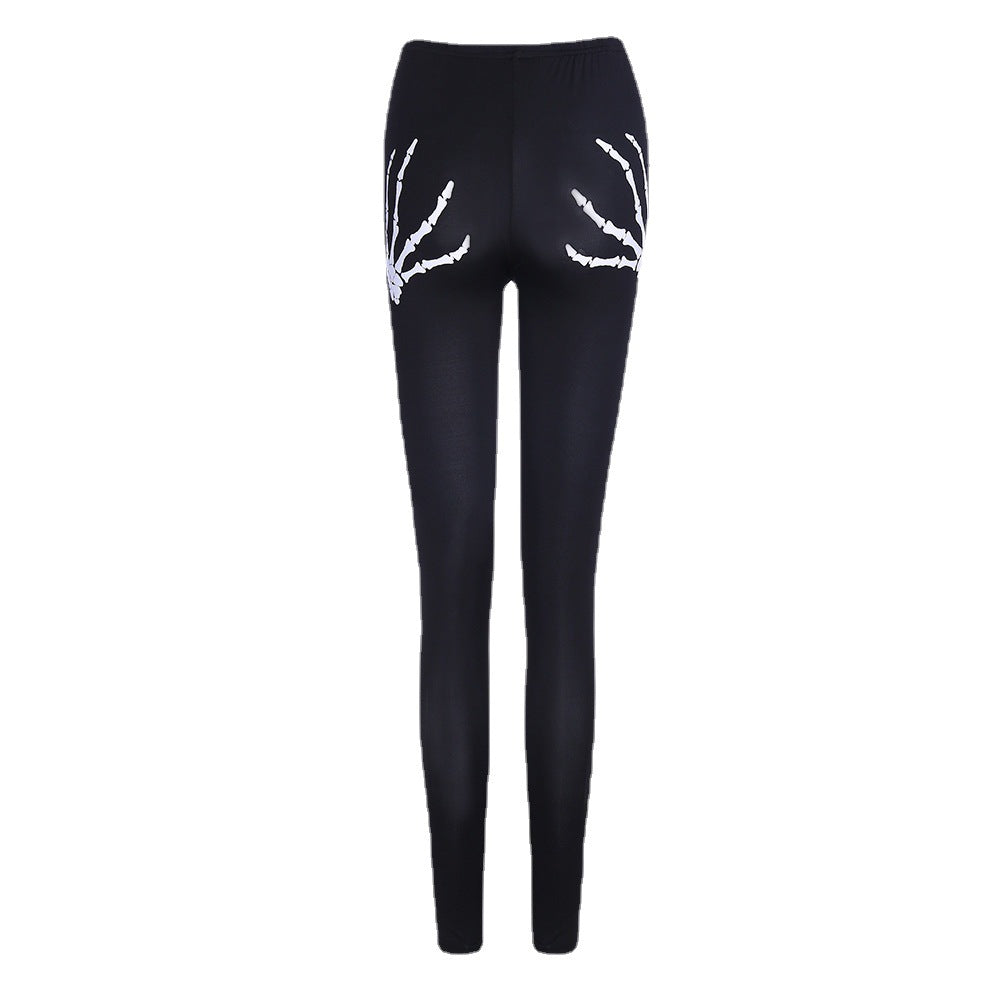 Damen Leggings mit kreativen Cut-Outs und Totenkopf-Design WW
