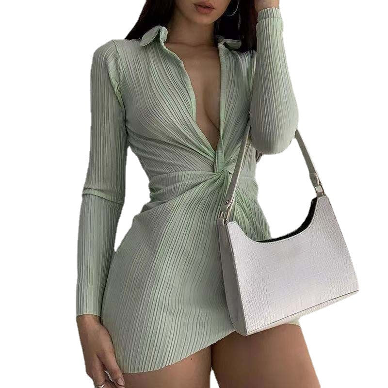Damen Elegantes Plunge Neck Bodycon Kleid WW