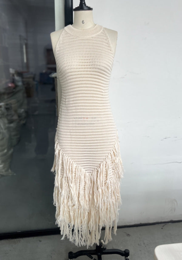 Damen Strickkleid mit Fransen WW