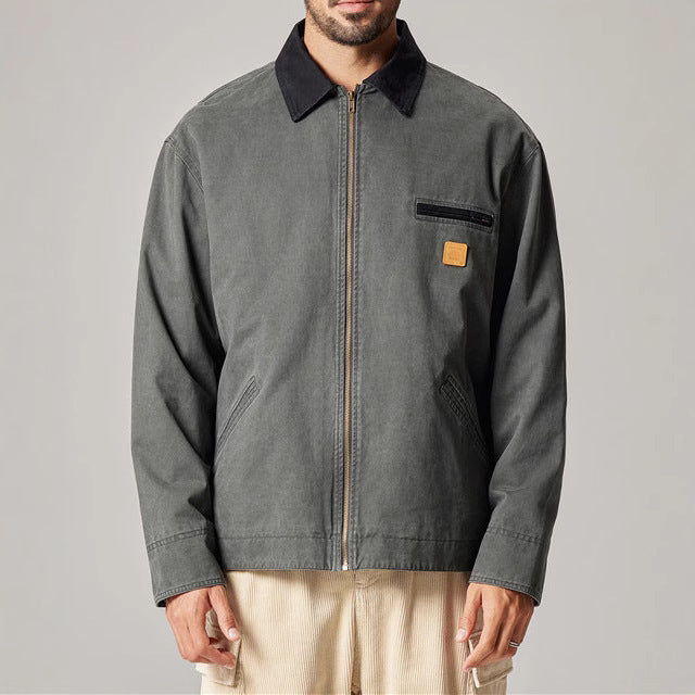 Herren lässige Baumwolljacke mit praktischen Taschen und strukturiertem Kragen WW