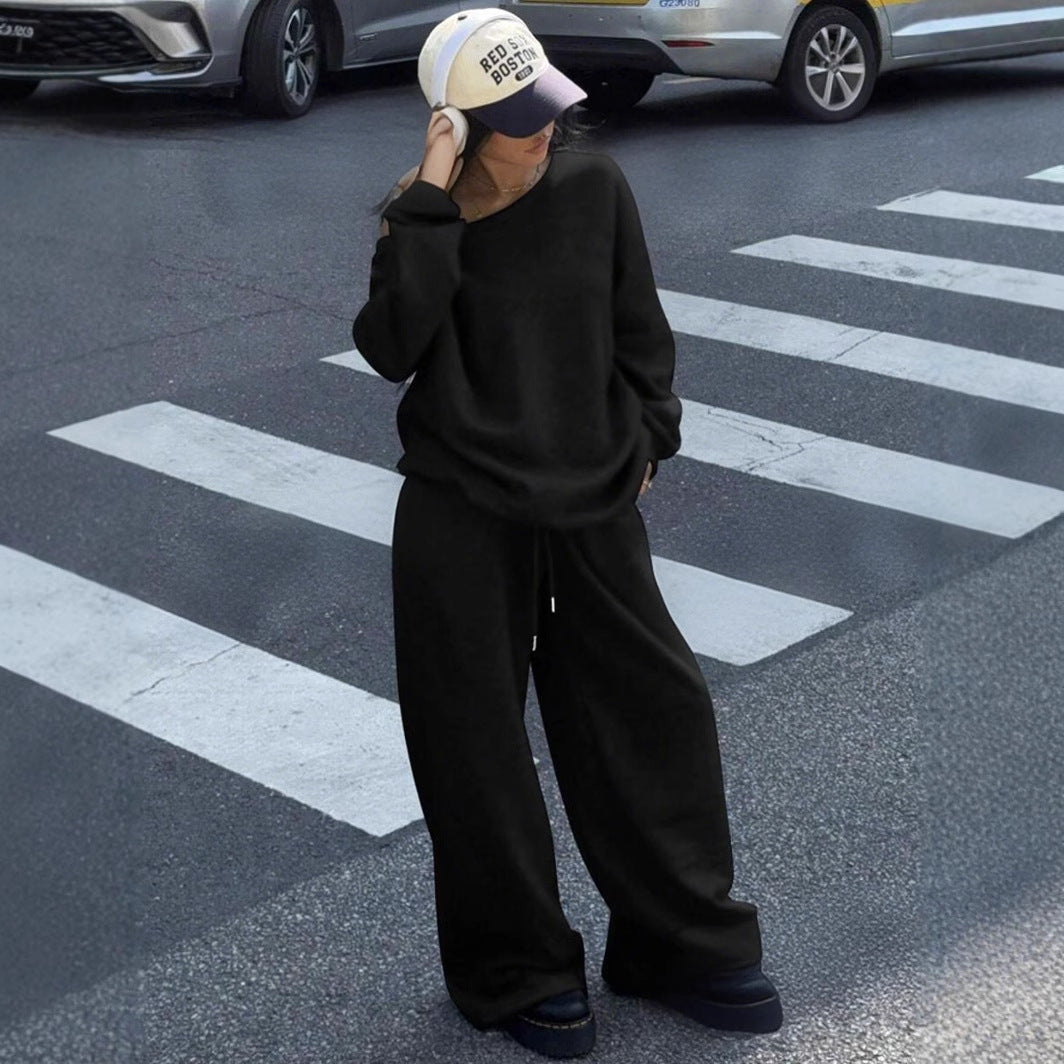 Damen lässiges Oversized Sweat- und Jogginganzug-Set mit seitlichen Taschen WW